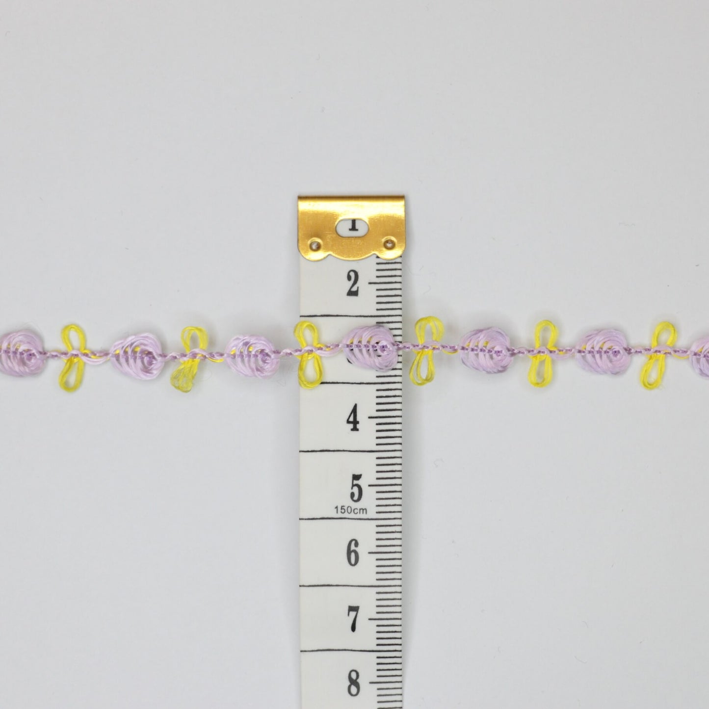 10mm Lilac with Yellow Silky Rose Lace Trim 3m