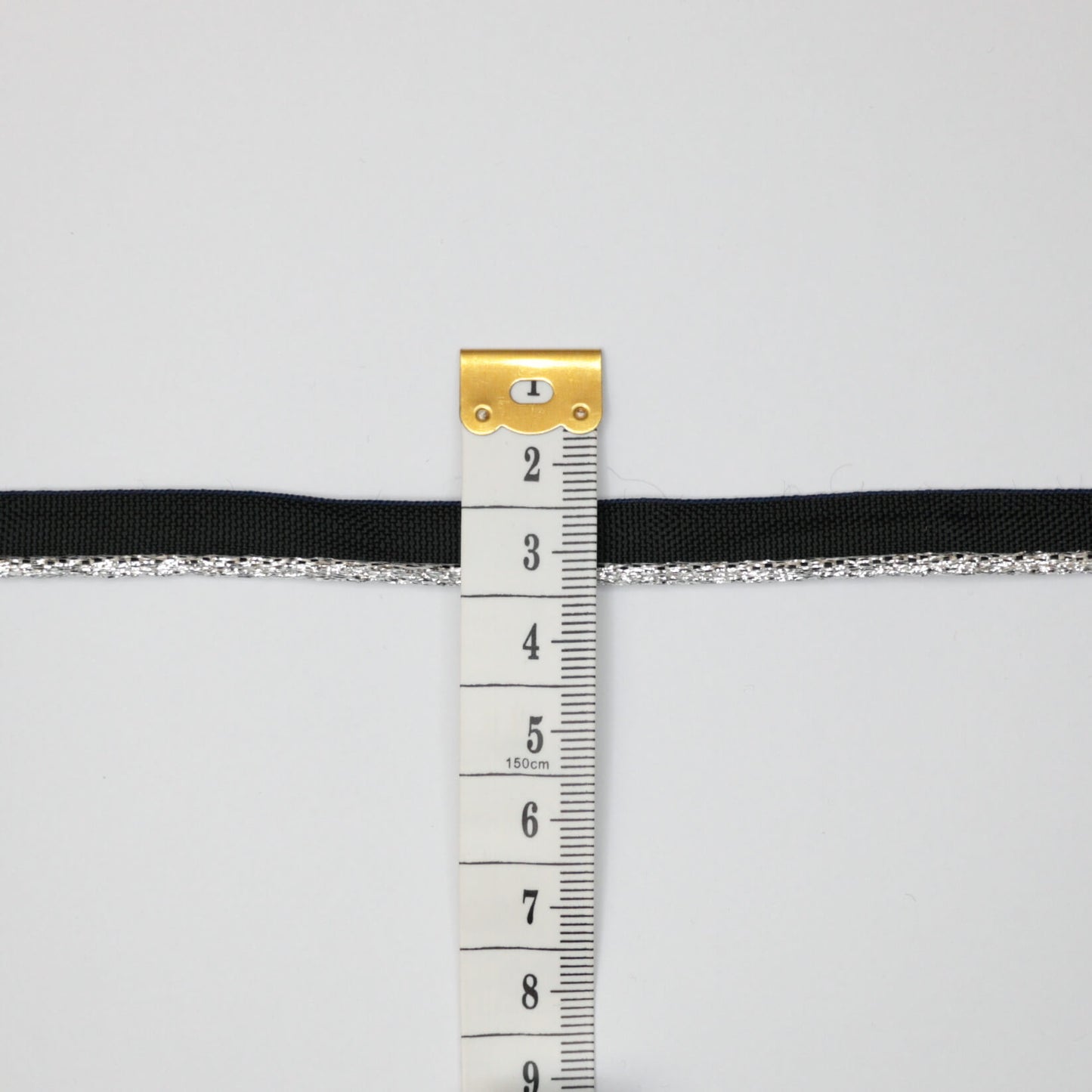 11mm Black Piped Cord with Metallic Silver Edge Trim 2m