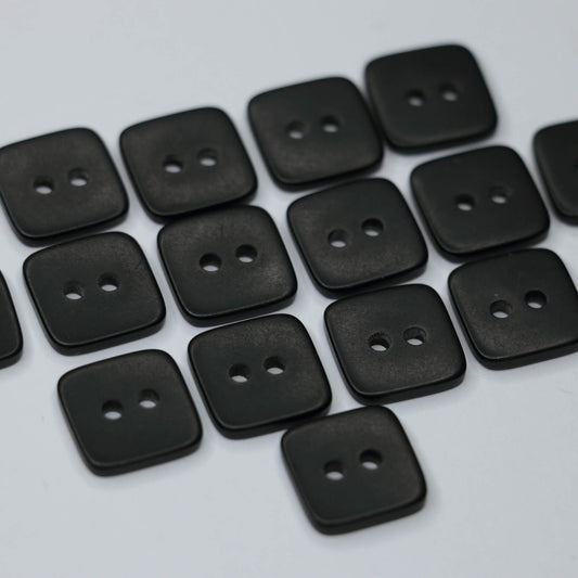 11mm Black Square 2-Hole Buttons 15pk