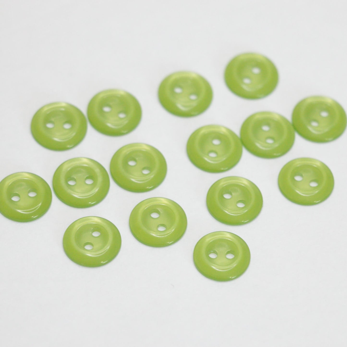 11mm Green Pearlescent Plastic 2-Hole Buttons 15pk