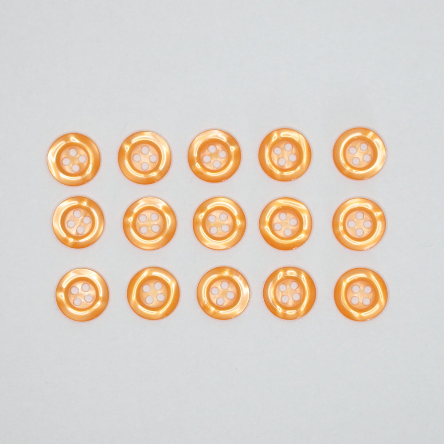 14mm Pumpkin Pearlescent Plastic 4-Hole Buttons 15pk