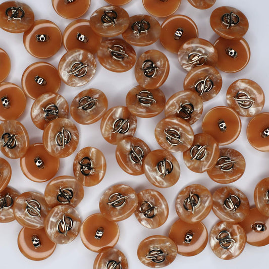 15mm Brown/Silver S Pearlescent Shank-Hole Buttons 10pk