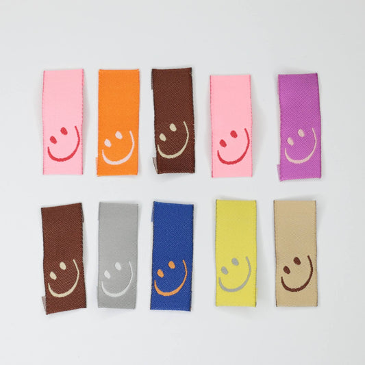 15x40mm Colourful Smiley Face Clothing Labels 10pk