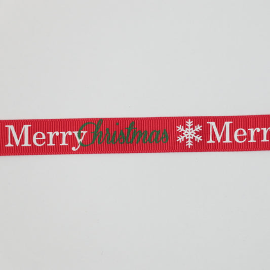 16mm Red Merry Christmas Grosgrain Ribbon 5m