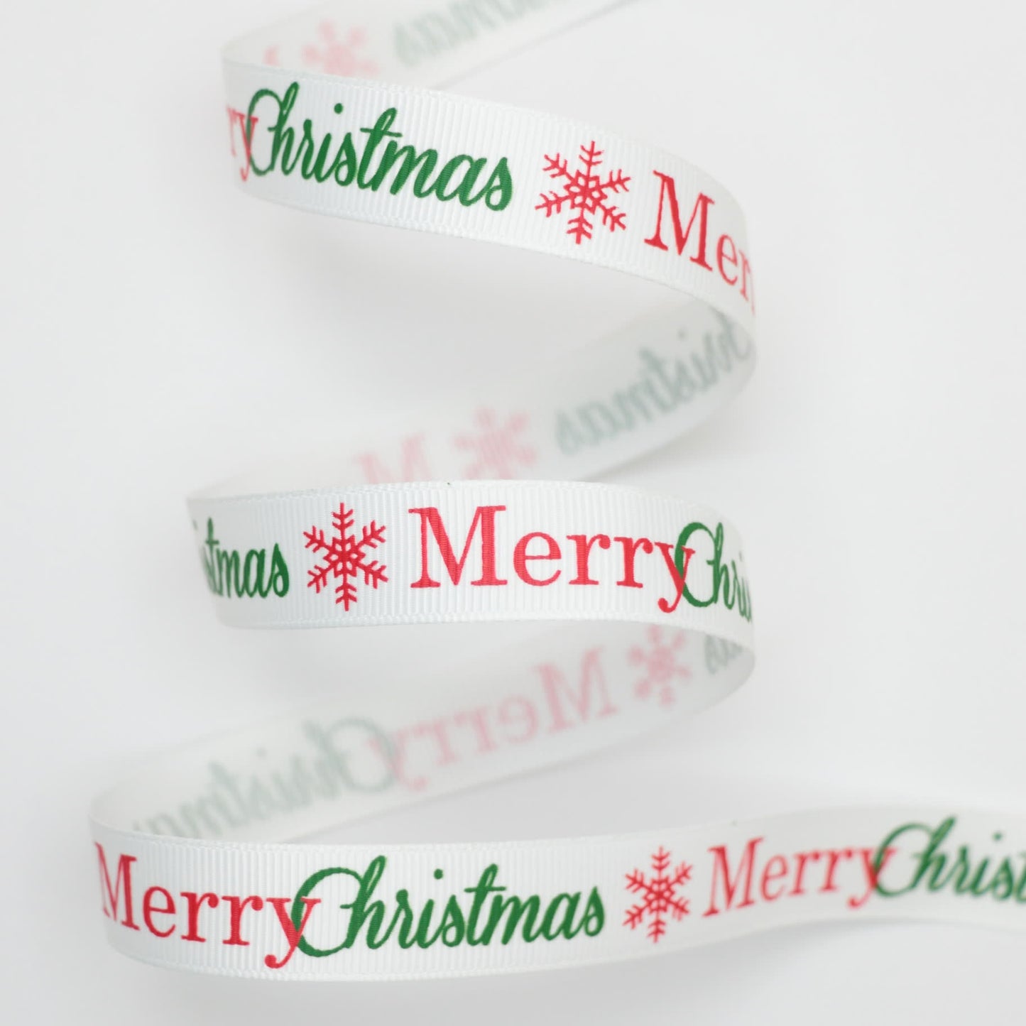16mm White Merry Christmas Grosgrain Ribbon 5m