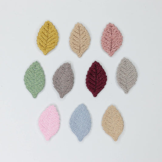 16x27mm Mixed Colour Embroidered Leaf Appliques 10pk
