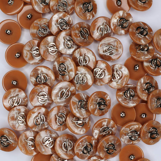 18mm Brown/Silver S Pearlescent Shank-Hole Buttons 10pk