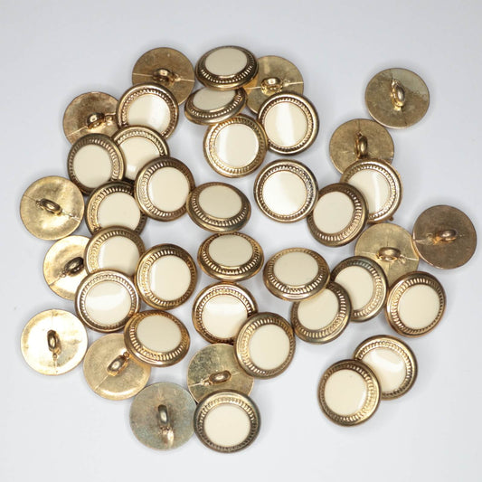 18mm Golden White-Center Shank-Hole Buttons 12pk