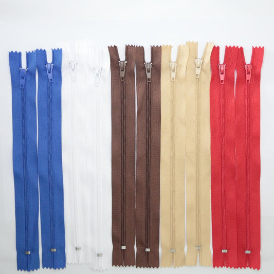 20cm Light Multicolour Self-Locking Nylon Zippers 10pk