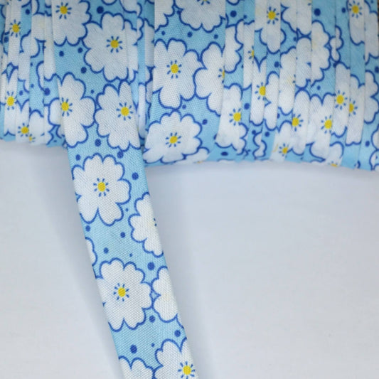 20mm Blue Flower Polyester Bias-Binding Tape 1m