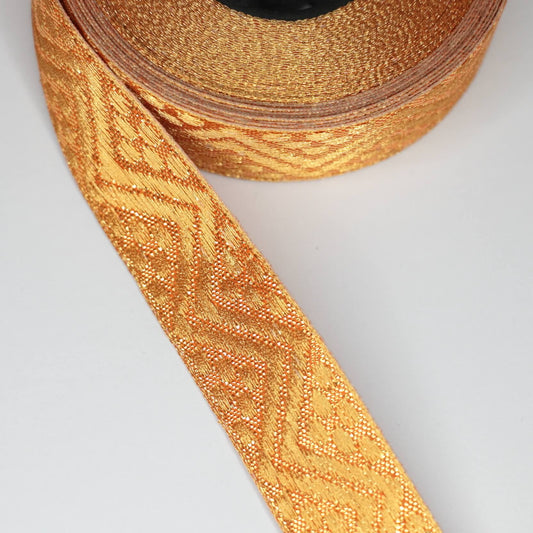 20mm Gold Orange Tribal Ribbon 3m