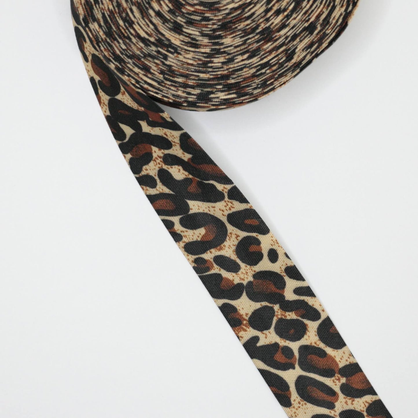 25mm Brown Leopard Printed Polyester Bias-Binding Tape 1m