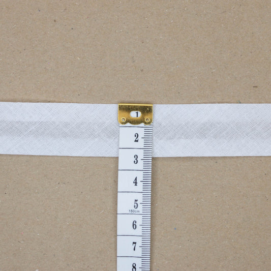 25mm White Cotton Folded Bias-Binding per/metre