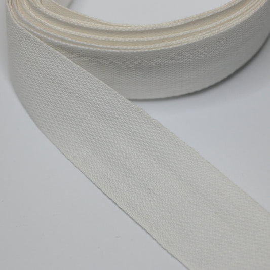 25mm White Cotton Tape 3m
