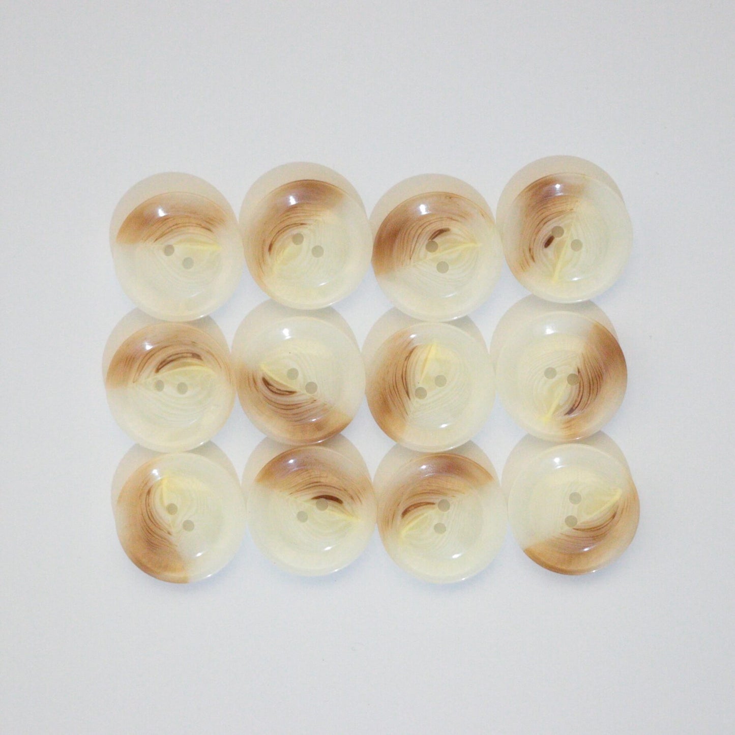 26mm Cream & Tan 2-Hole Buttons 12pk