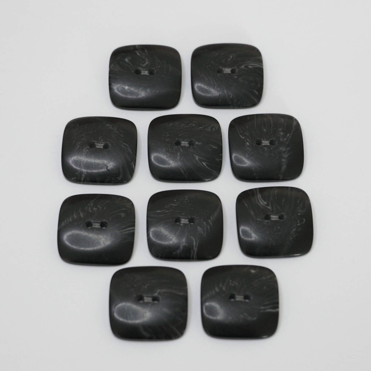 28mm Black Marbled Square 2-Hole Buttons 10pk