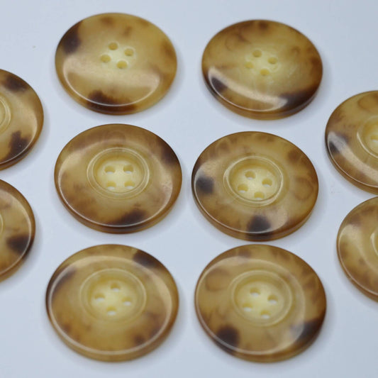 28mm Tan & Brown 4-Hole Buttons 10pk