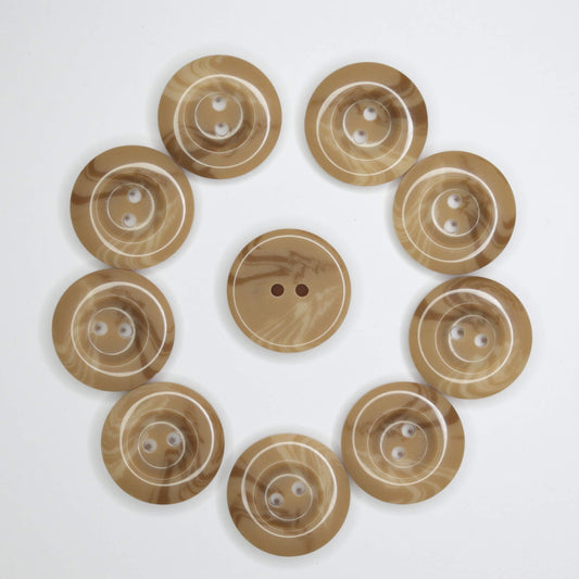28mm Tan Marble 2-Hole Buttons 10pk