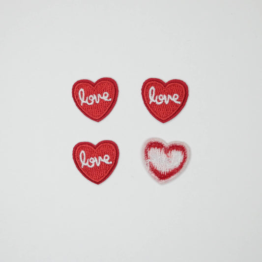 2cm Love Heart Embroidered Iron-On Patches 4pk