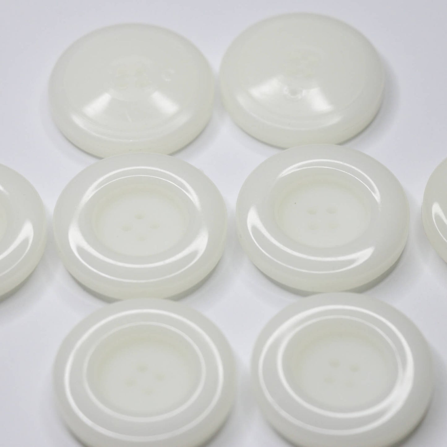 30mm Large White 4-Hole Buttons 8pk