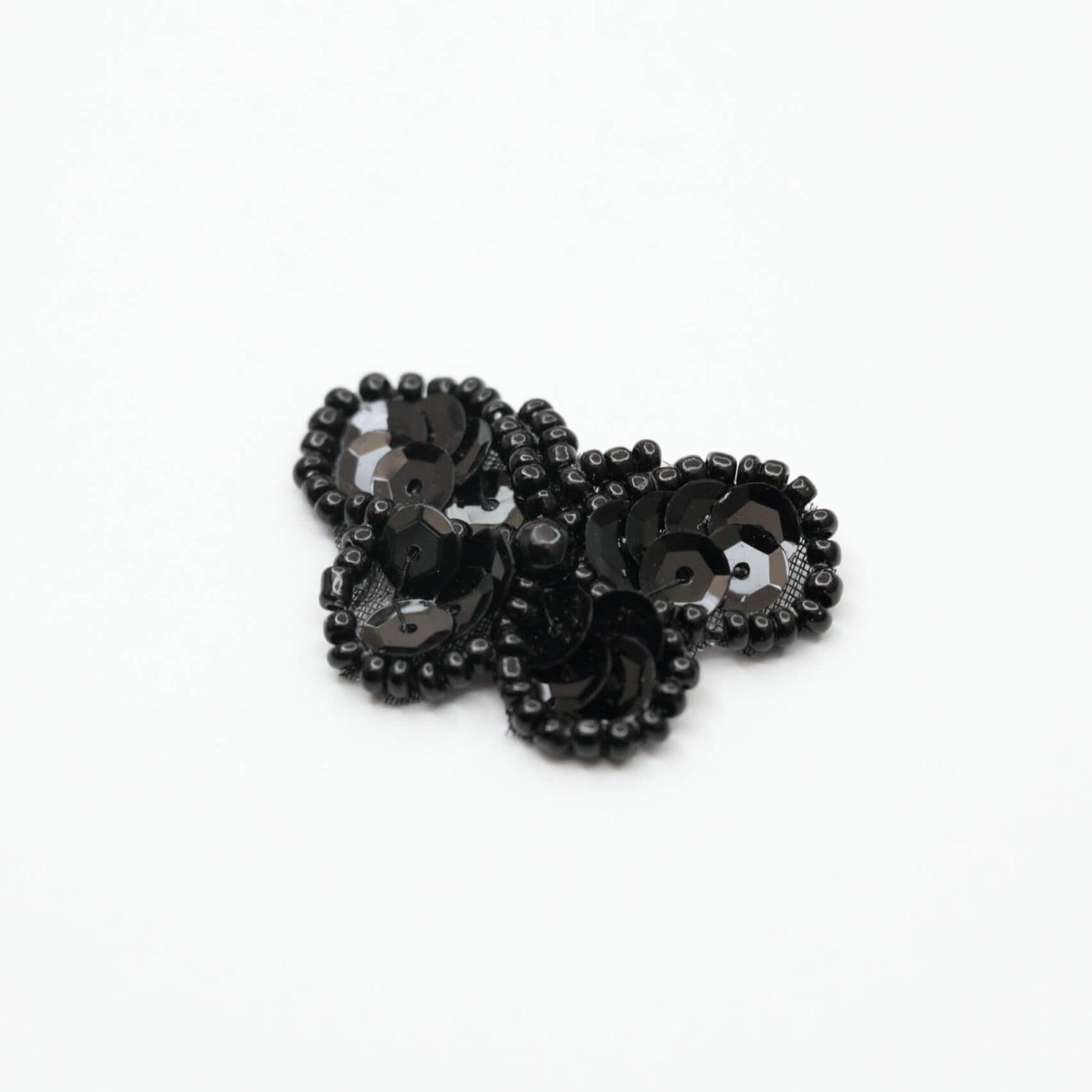 30mm x 20mm Black Sequin and Bead Small Butterfly Iron-On Motifs 2pk