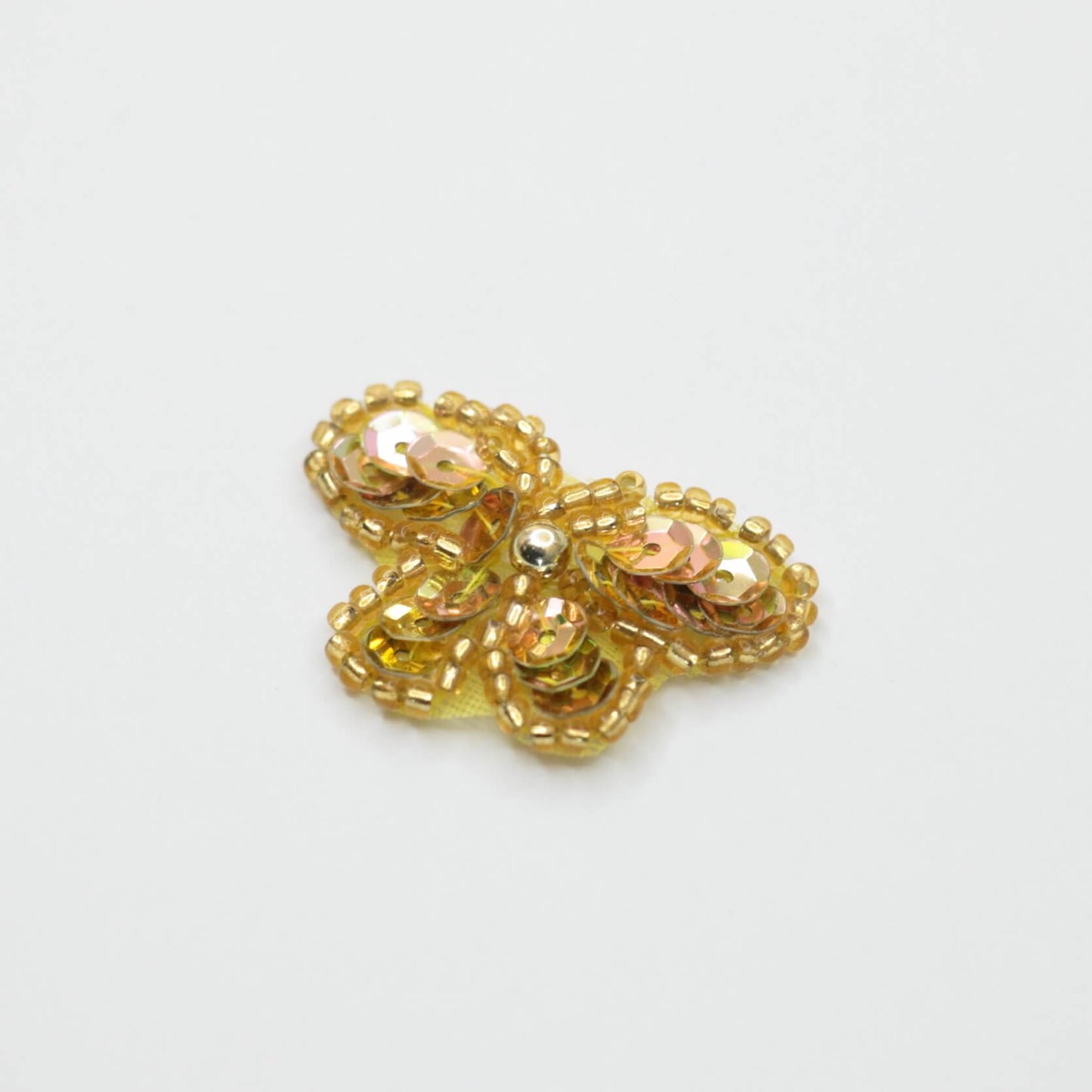 30mm x 20mm Gold Iron-On Sequin & Bead Small Butterfly Iron-On Motifs 2pk