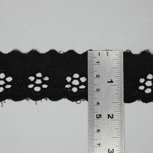 38mm Black Broderie Anglaise Trim per/metre