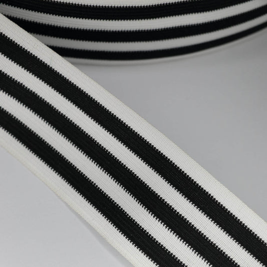 50mm Black & White Striped Woven Band 3m