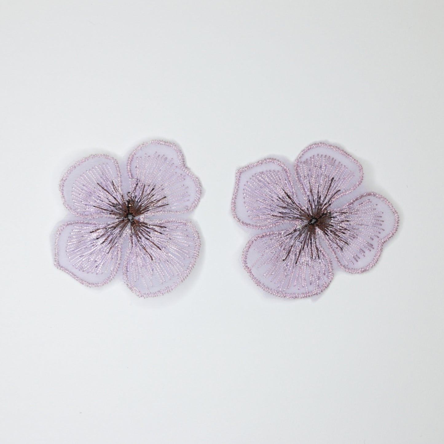 5cm Pink Elegant 4-Petal Flower Lace Appliques 2pk