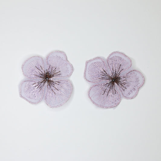 5cm Pink Elegant 4-Petal Flower Lace Appliques 2pk