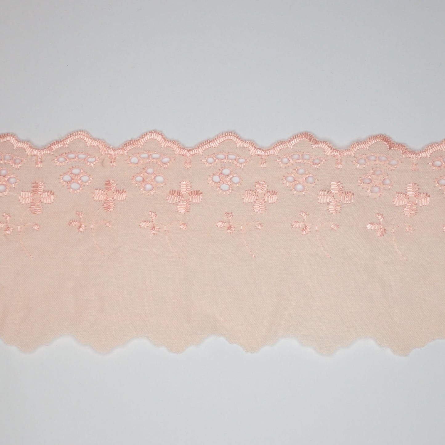 75mm Peach Broderie Anglaise Trim 1m
