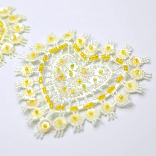 80mm Assorted Colour Lace Heart Motifs Beads & Sequins 3pk