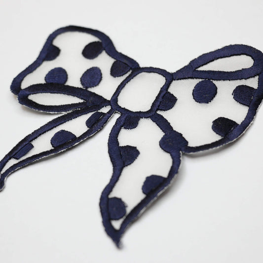 9cm x 10cm Navy Bow Motif with Spot 2pk