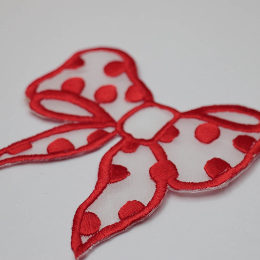 9cm x 10cm Red Bow Motif with Spot 2pk
