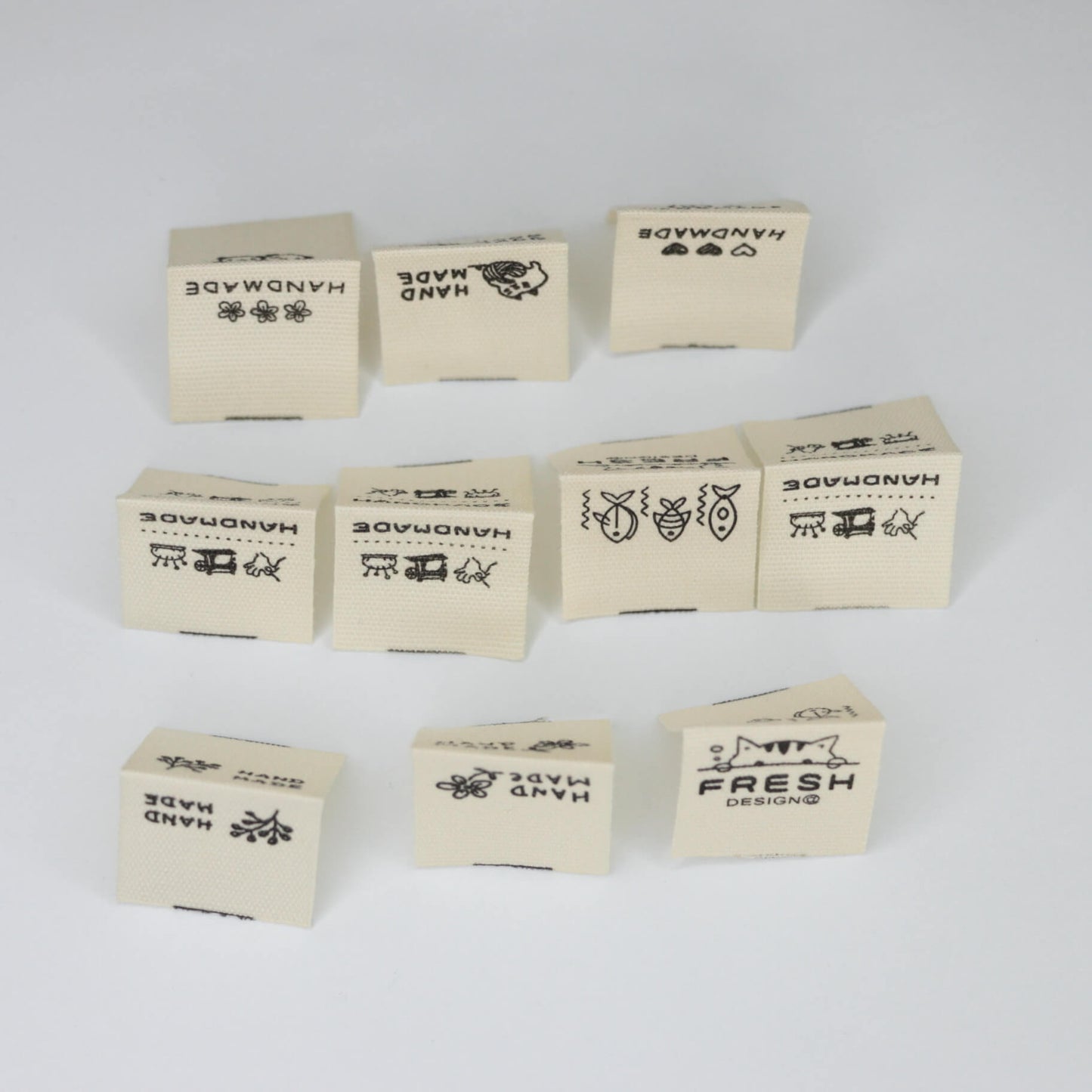 Assorted Handmade Double-Fold Fabric Labels 10pk