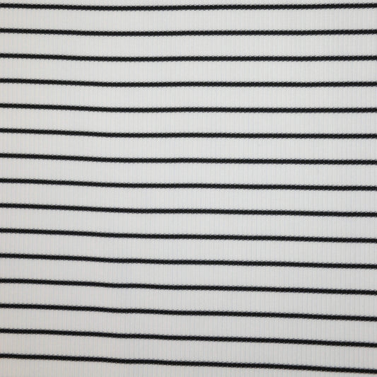 B&W Stripe Ribbed Jersey per/metre