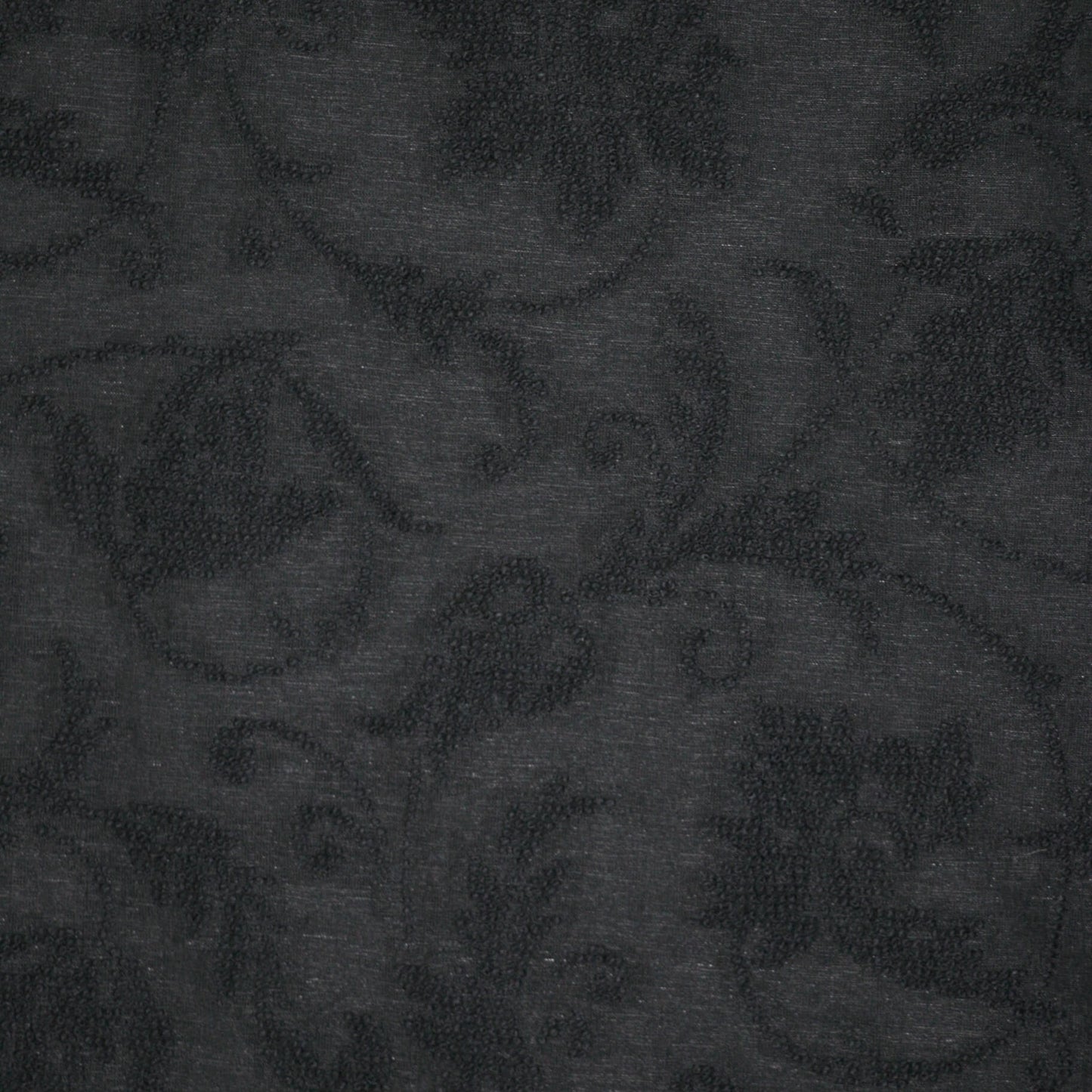 Black Floral Flock Polycotton 1m