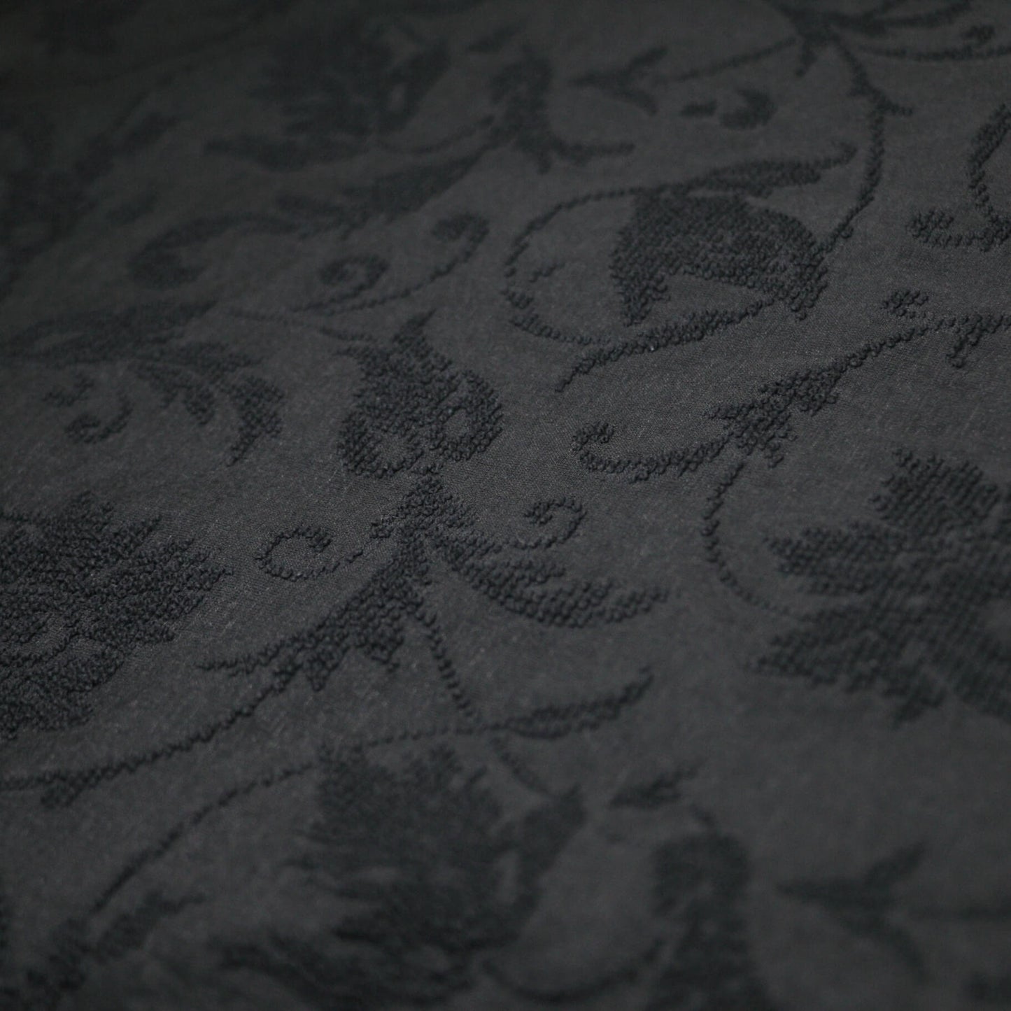 Black Floral Flock Polycotton 1m