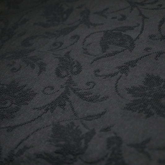 Black Floral Flock Polycotton 1m