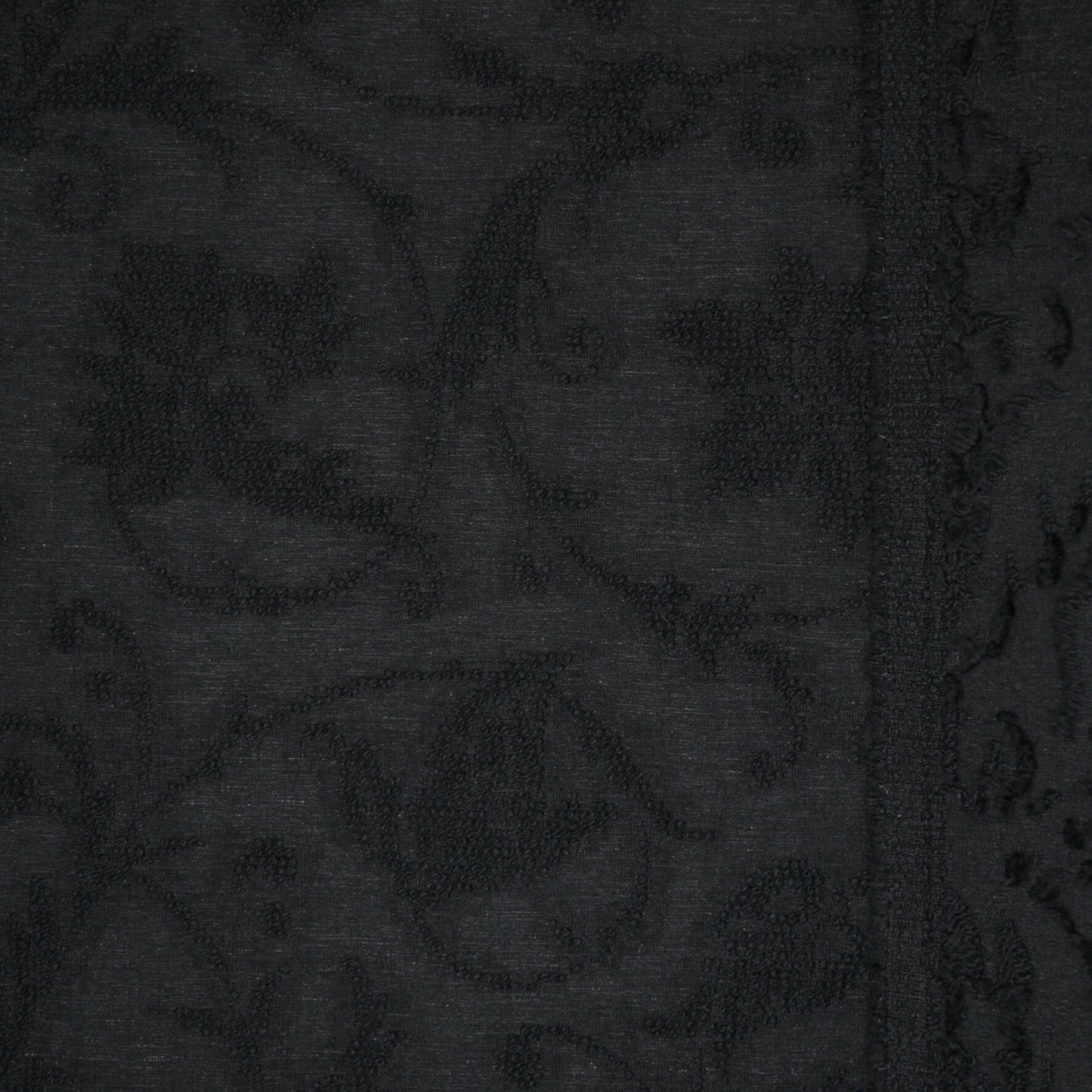 Black Floral Flock Polycotton 1m