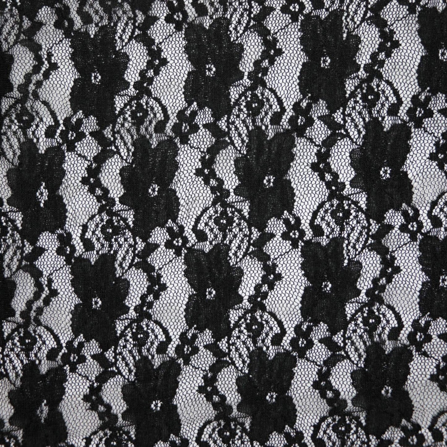 Black Floral Stretch Lace 1m