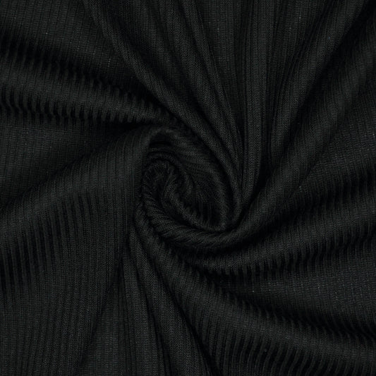 Black Ribbed Jersey 1m