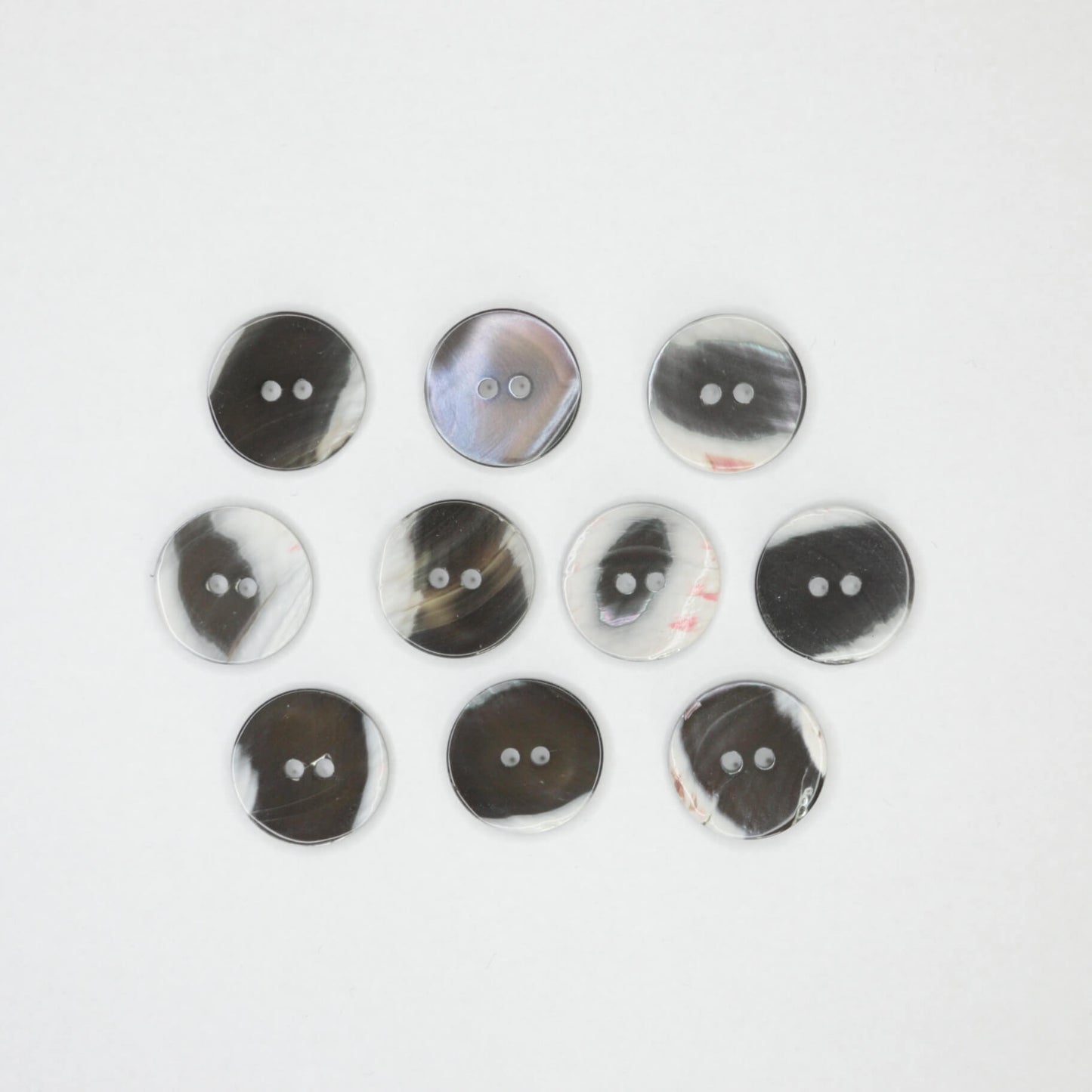 20mm Black/White Pearlescent 2-Hole Buttons 10pk