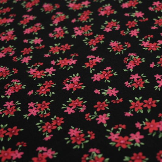 Black & Red Ditsy Georgette per/metre