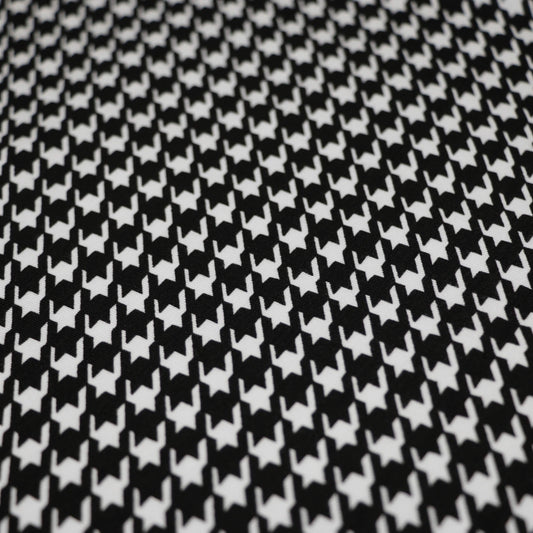 Black and White Cotton Houndstooth Jersey per/metre