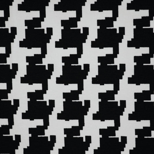 Black and White Large Houndstooth Cotton Jersey per/metre