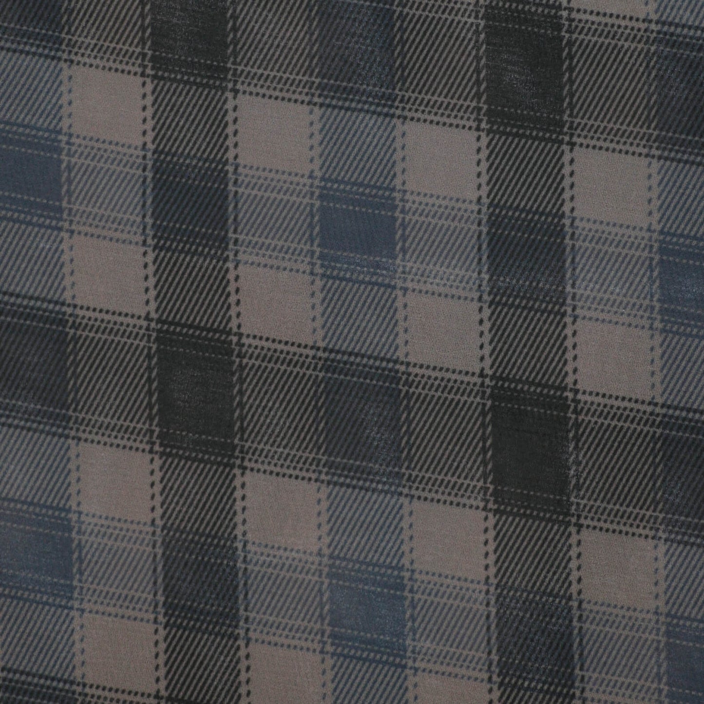Blue & Black Plaid Chiffon per/metre