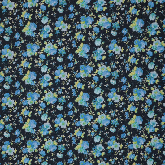 Blue Ditsy Floral Crepe per/metre