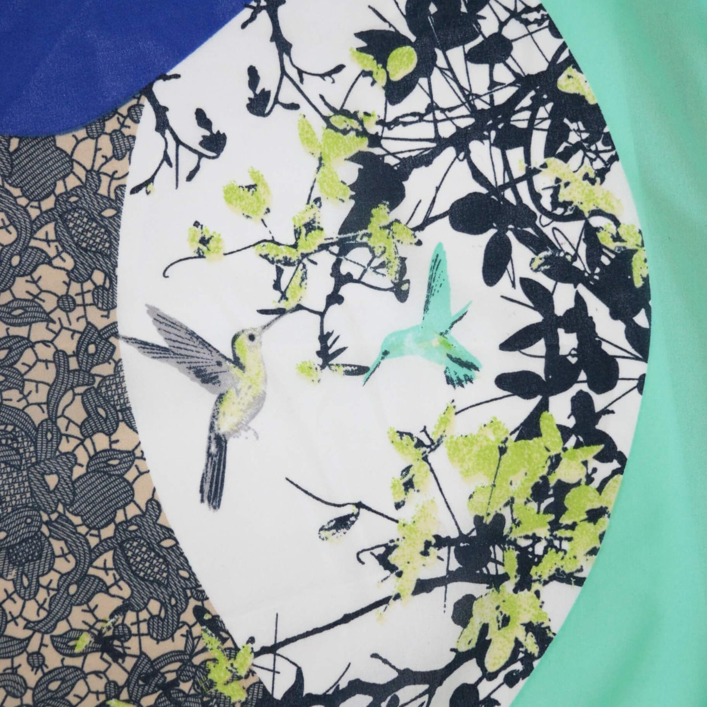 Blue & Green Abstract Chiffon 1m