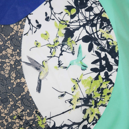 Blue & Green Abstract Chiffon 1m